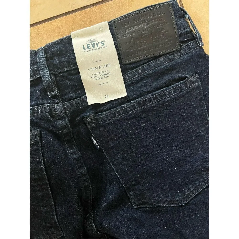 Anthropologie x Levi’s Made & Crafted Stem Flare Blue Jeans Mid-Rise 28 $198